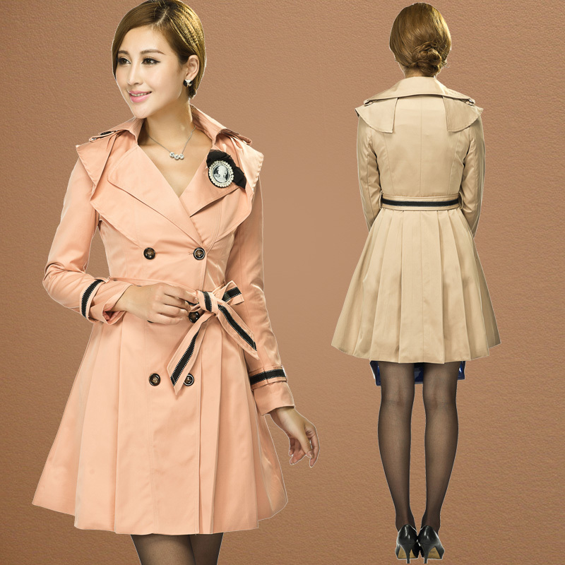 Fashion trench ruffle collar elegant women's spring and autumn outerwear corsage