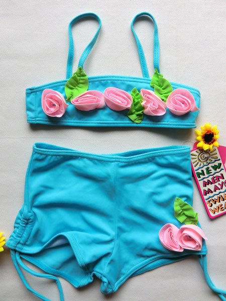 Fashion tube top design split swimsuit for child, female child bikini multicolor swimwear free shipping