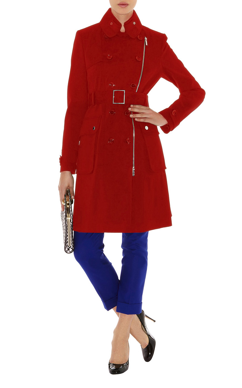 Fashion turn-down collar oblique zipper button decoration elegant outerwear overcoat trench