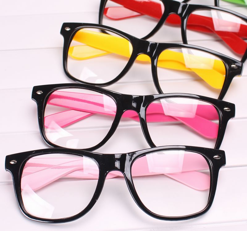 Fashion two-color plain mirror vintage meters glasses frame black eyeglasses frame 074 lenses