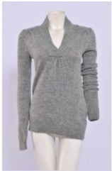 Fashion V-collar Long Sleeve Sweater Grey free shipping WD11033101-1