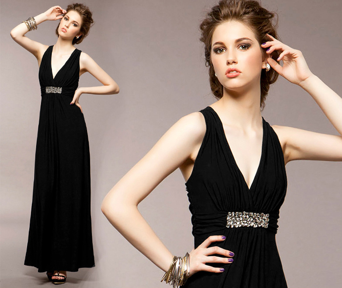 Fashion V-neck slim high waist beaded   Celebrity Dresses evening dress formal   full dress  free shipping