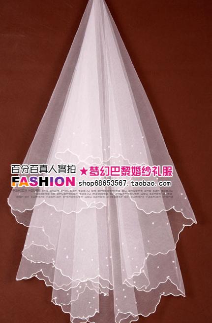 Fashion veil bride married wedding dress high quality yarn 1.5 meters bead
