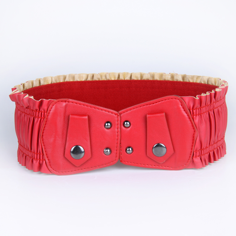 Fashion vintage elastic full leather women's belt fashion decoration cummerbund all-match accounterment black and red p804