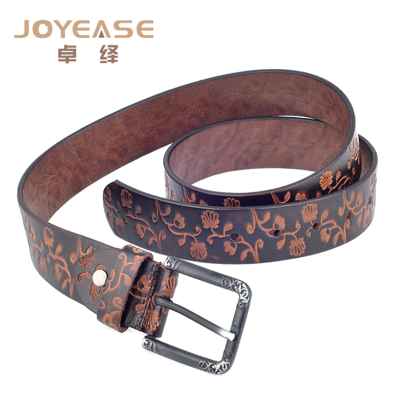 Fashion vintage first layer of cowhide carved women's genuine leather strap jeans belt