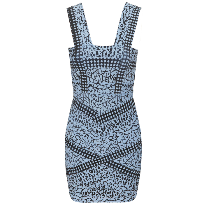 Fashion vintage jacquard wide spaghetti strap one-piece dress blue personalized evening dress h318
