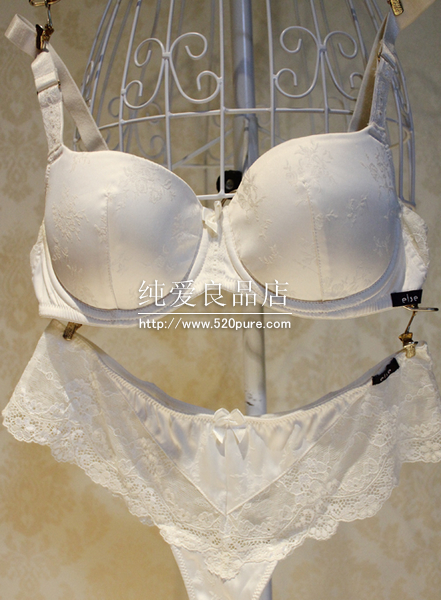 Fashion vintage lace women's push up underwear bra set sexy white elegant duchess