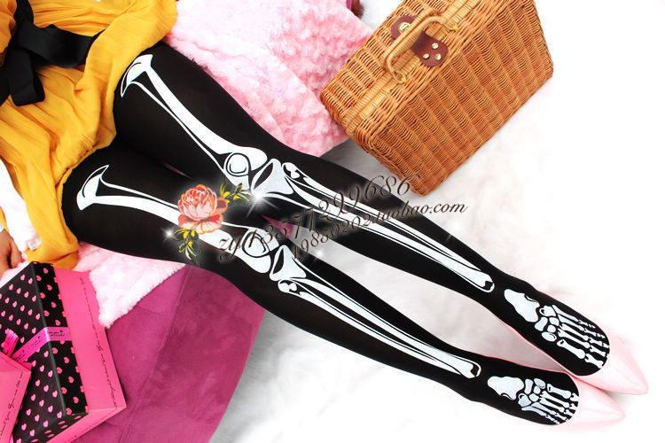 Fashion vintage socks skulls and bones vessel pantyhose