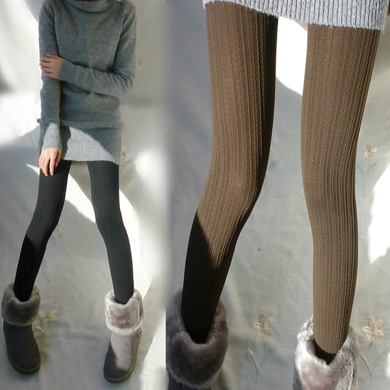 fashion vintage thickening unserchable meat fashion   stripes twisted legs stockings pantyhose