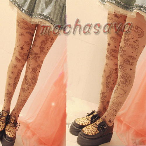 Fashion Wholesale Mermaid Transparent Tattoo Tights Leggings Pantyhose Stockings