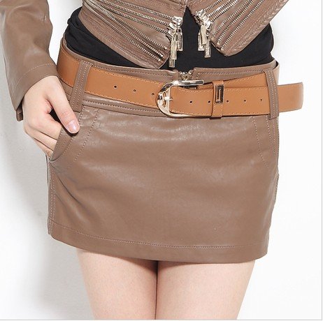 Fashion wild PU shorts leather pants skirt belt delivery # 3959