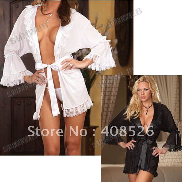 Fashion Wild Women Sexy Lingerie Epigamic Lace Bath Robe Gown Synthetic Fiber FREE SHOPPING 3211
