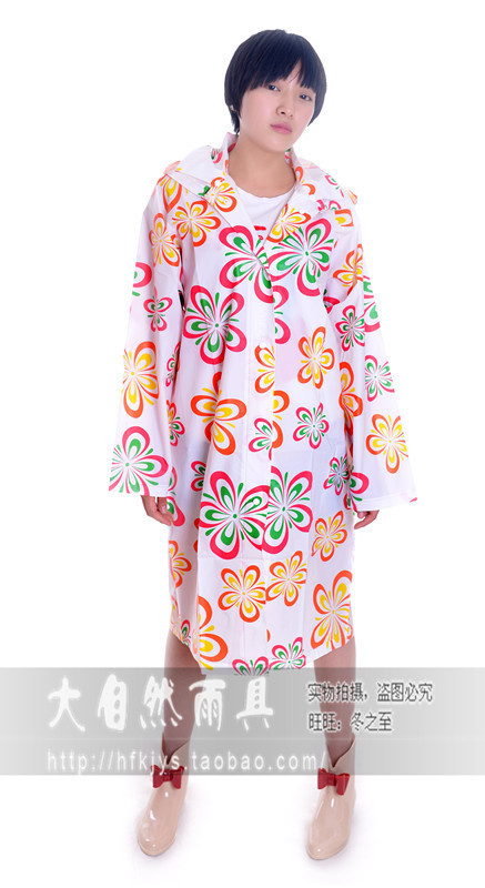 Fashion windproof raincoat white five petal flower multicolor reina set transparent poncho