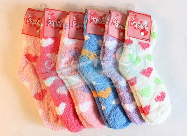 Fashion winter love coral cashmere socks socks floor towel lady