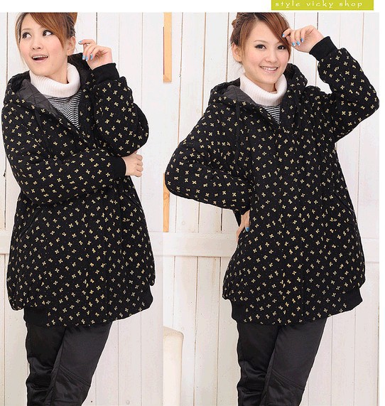 Fashion winter maternity clothing with a hood shaping cotton-padded maternity wadded jacket