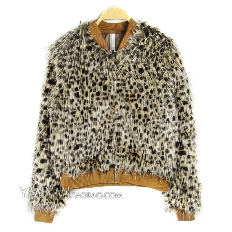 Fashion winter women plus size loose slim leopard print thickening thermal long-sleeve outerwear top