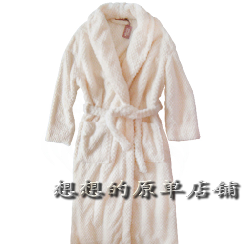 Fashion winter women's long design super soft long fluffy coral fleece bathrobe robe plus size sleepwear loose