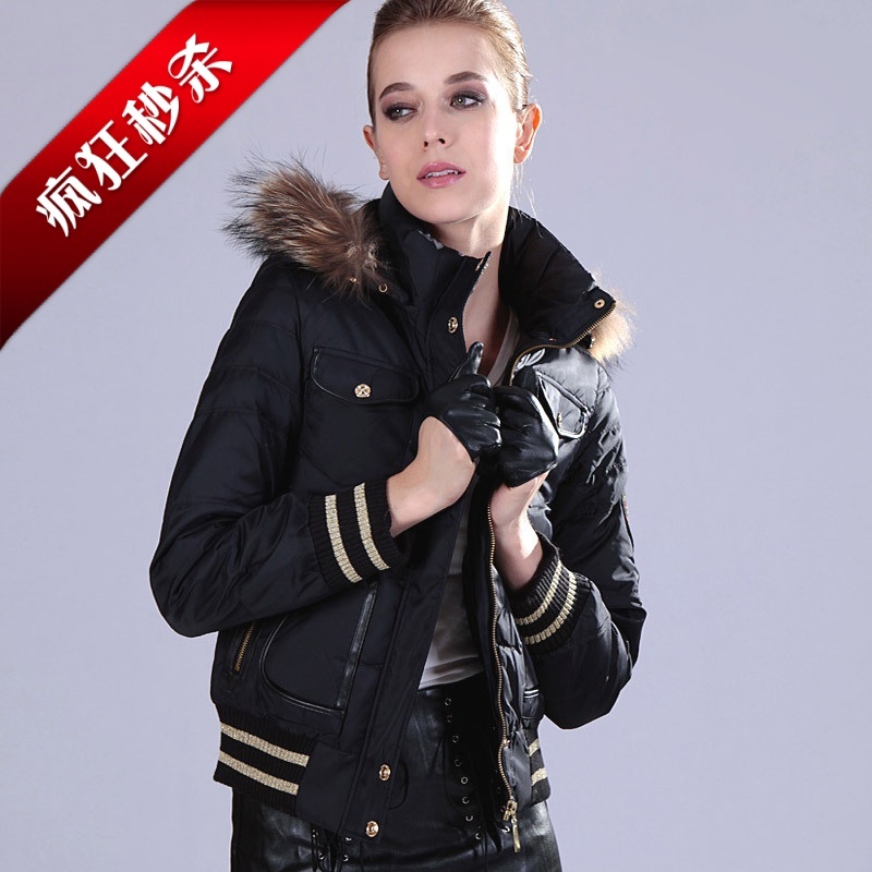 Fashion winter women's short design fur collar down coat