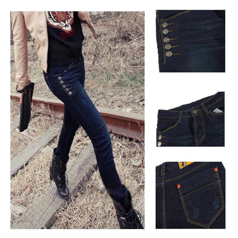Fashion winter women's skinny cotton mid-waist casual jeans, pants for the women, free shipping, W158