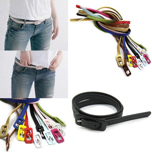 Fashion Woman's Ajustbale PU Leather Thin Skinny Waistband Belt SP0196