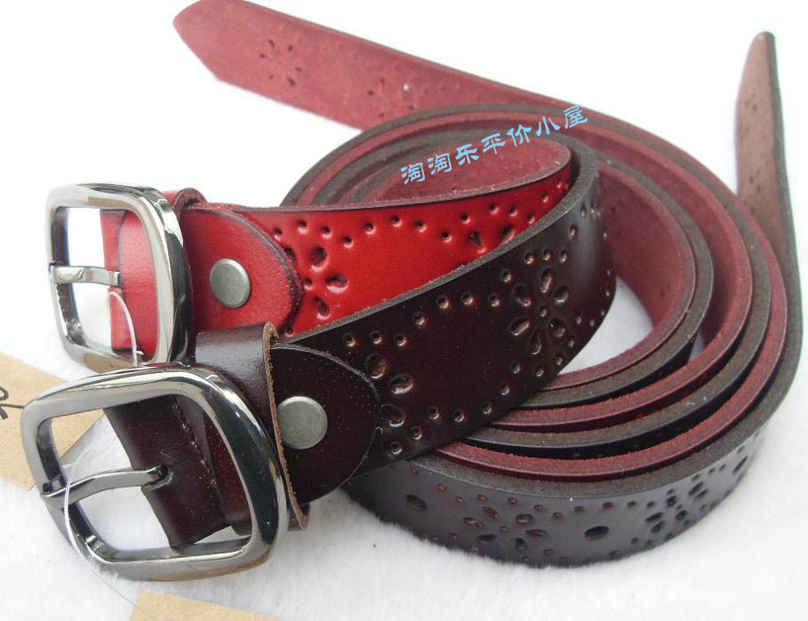 Fashion women belt genuine leather pin buckle genuine leather women's strap red strap