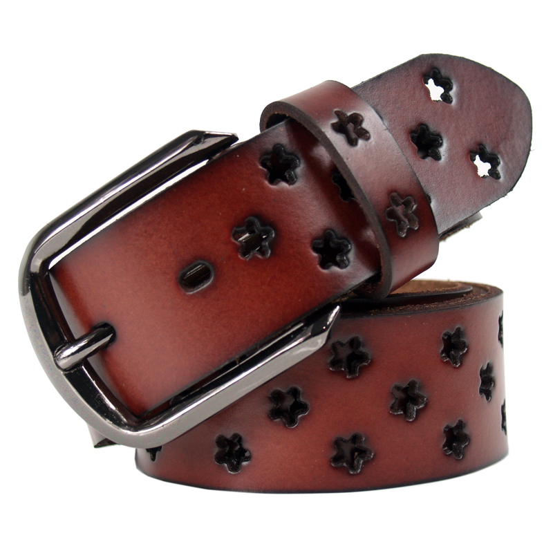 Fashion women belt women's genuine leather cowhide strap vintage cutout flower graphic patterns casual strap