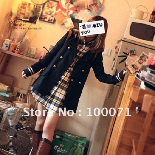 Fashion Women Casual Institute Of Wind Lapel Double-breasted Striped Navy Wind Trench Jacket Coat 8538  [23693|01|01]