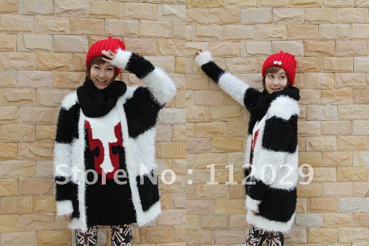 Fashion Women casual loose V-neck long-sleeve Lady  Sleeve Knit Sweater Top Cardigan white/Khaki+Free Shipping