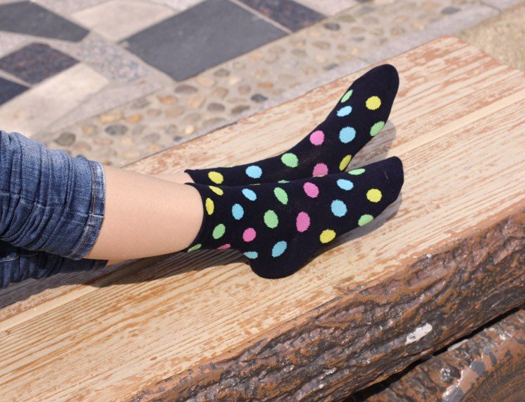 Fashion Women Combed Cotton Long Socks With Dot Pattern,20 Pair/Lot+Free shipping