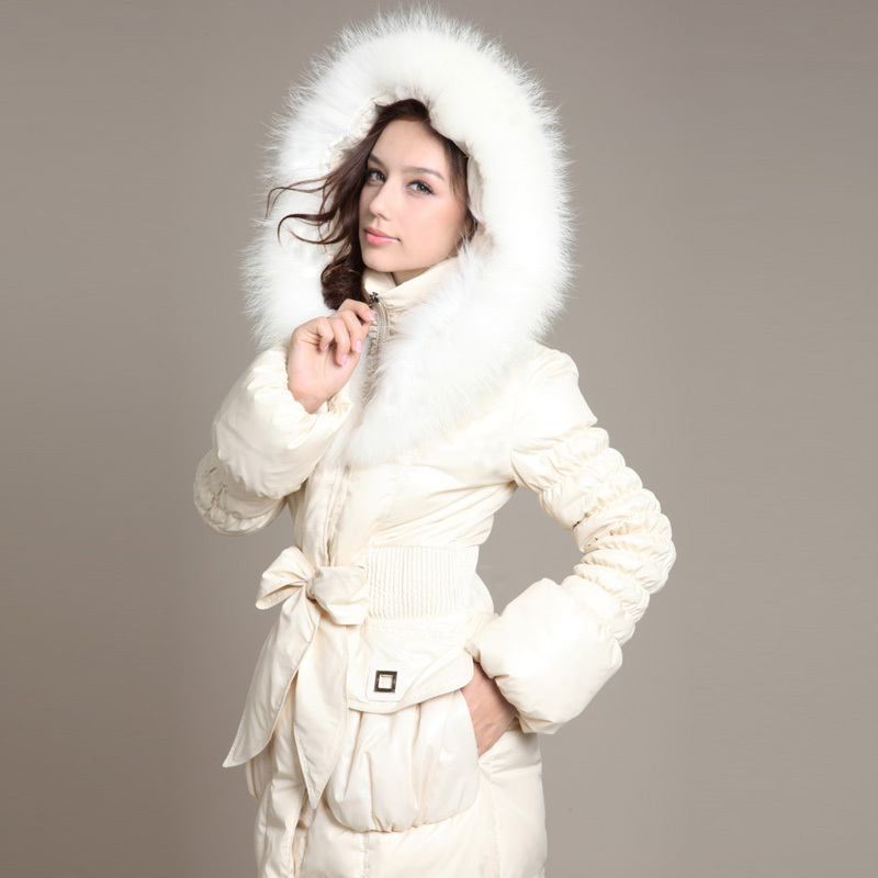 Fashion women cotton down jacket Winter Long Parka large fur collar Outerwear coat outdoor duck down coat hoodies padded coat