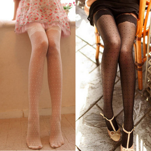 Fashion Women Cute Thigh Lace Dot Pantyhose Princess Stockings 2 Color Free Shipping