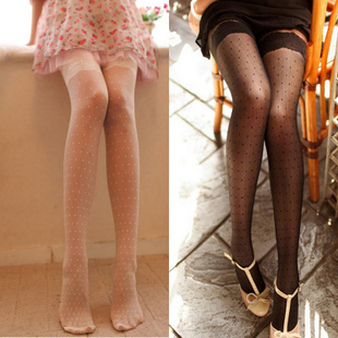 Fashion Women Cute Thigh Lace Dot Pantyhose Princess Stockings 2 Color Free Shipping