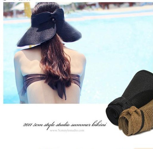 Fashion Women Fold Summer Beach Sun Straw Hat Cap Free Shipping sun hat with bow