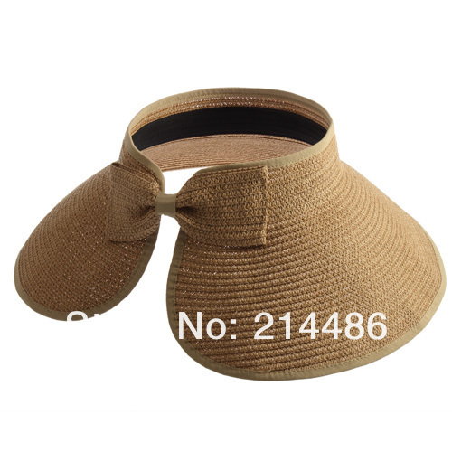 Fashion Women Foldable Summer Beach Hats Straw Hat Sun Caps With Bowknot Wide Brim Hats Hot Selling