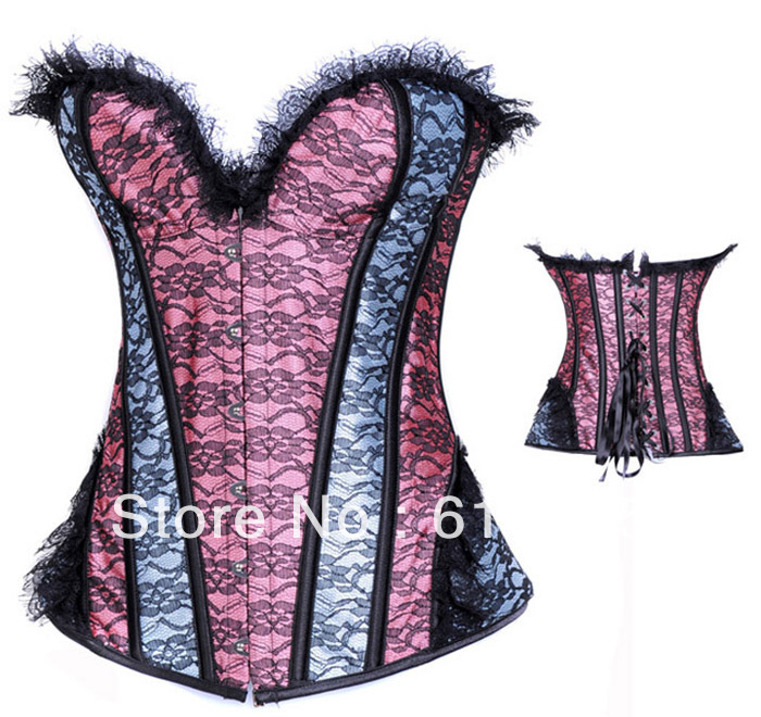 Fashion Women intimates sexy lingerie satin Gorgeous Embroidered Corset 2791