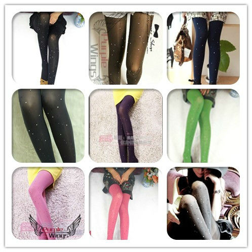 Fashion Women Ladies Pantyhose Stocking 80D Leggings Tights Comfortable diamond crystal shining 18 colors