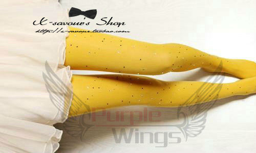 Fashion Women Ladies Pantyhose Stocking 80D Leggings Tights Comfortable diamond crystal shining  lemon
