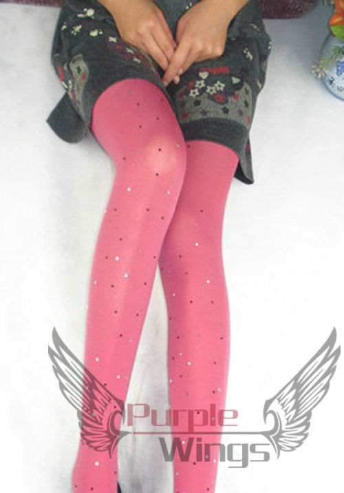 Fashion Women Ladies Pantyhose Stocking 80D Leggings Tights Comfortable diamond crystal shining Watermelon red
