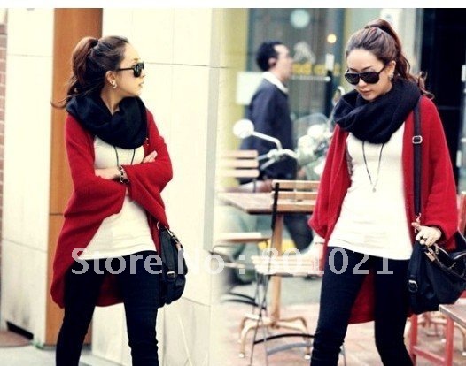 Fashion Women Lady Loose Bat dolman Sleeve Knit Sweater Top Cardigan Shawl Cape Black/Gray/Red+Free Shipping