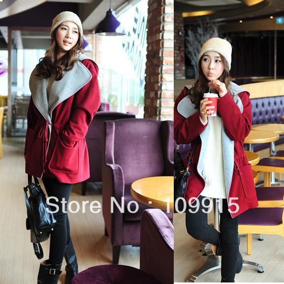 Fashion Women Loose Coat Cotton Blending Wide Lapels Outerwear Winter Jacket HR467