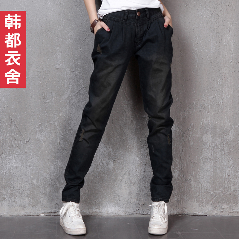 Fashion women's 2012 mid waist water wash distrressed jeans jw1039 free shipping