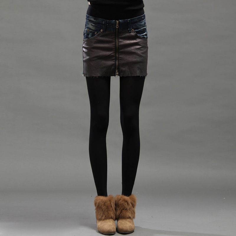 Fashion women's 2013 distrressed pleated short leather slim denim skorts the trend of women