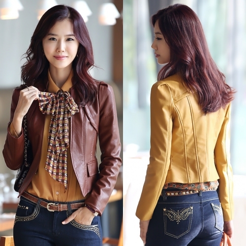 Fashion women's 2013 slim all-match water wash the skin of leather jacket small leather clothing design short outerwear