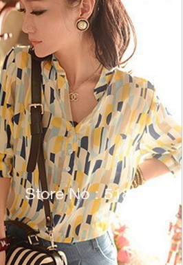 Fashion women's 2013 spring fashion vintage chiffon shirt top elegant long-sleeve shirt cardigan