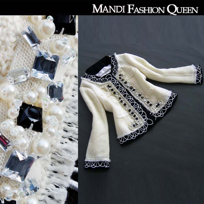 Fashion women's 2013 warfactory beading small woolen slim all-match outerwear top spring and summer