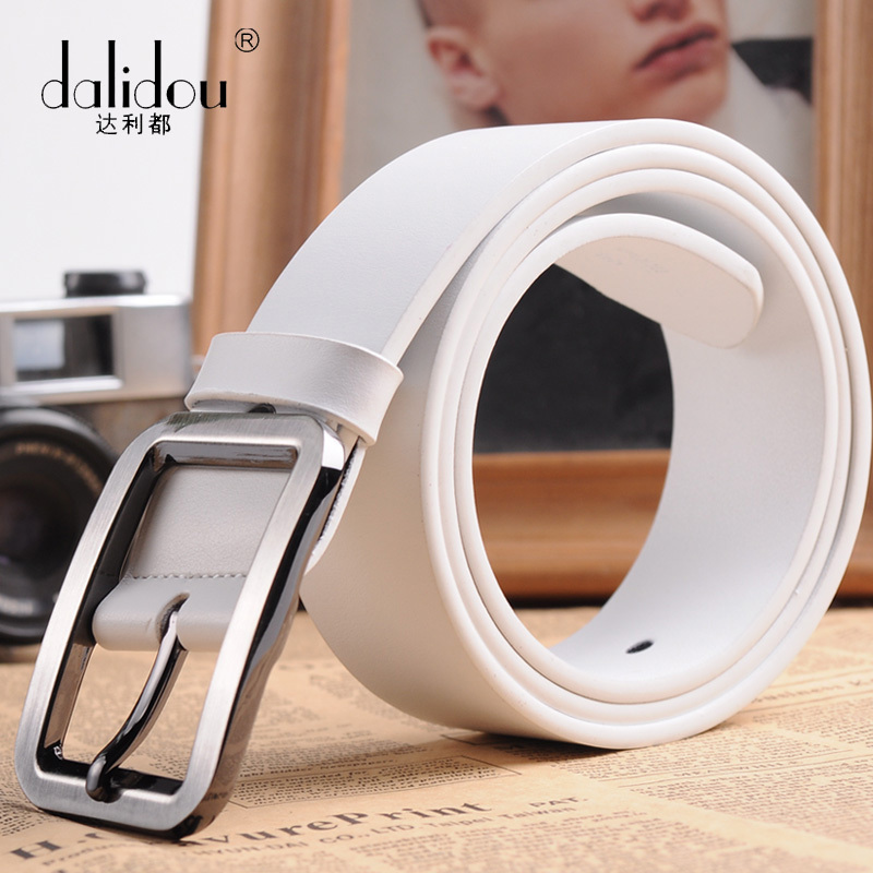 Fashion women's belt genuine leather pin buckle brief belt Women fashion all-match white belt