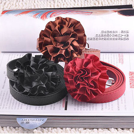 Fashion women's big flower all-match belt strap customize faux leather strap