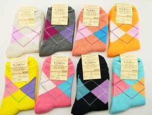 Fashion women's casual plaid cotton sock 30 pairs/Lot mix colors free shipping