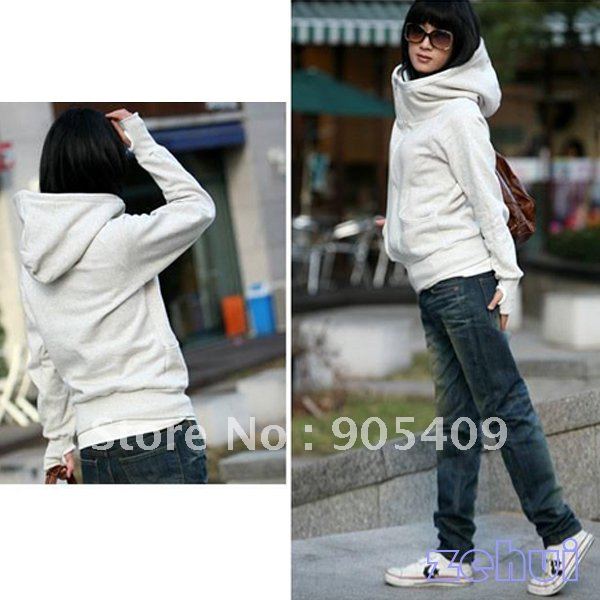 Fashion Women's Casual Zip Up Tops Poloneck Hoodie Coat Jacket Outerwear Hoody(HR366)