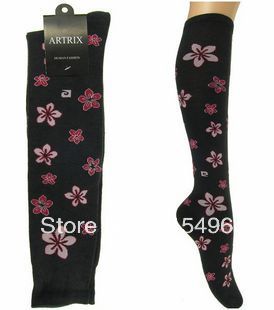 Fashion  women's cotton  thickening multicolour flowers stokings thermal knee high socks
